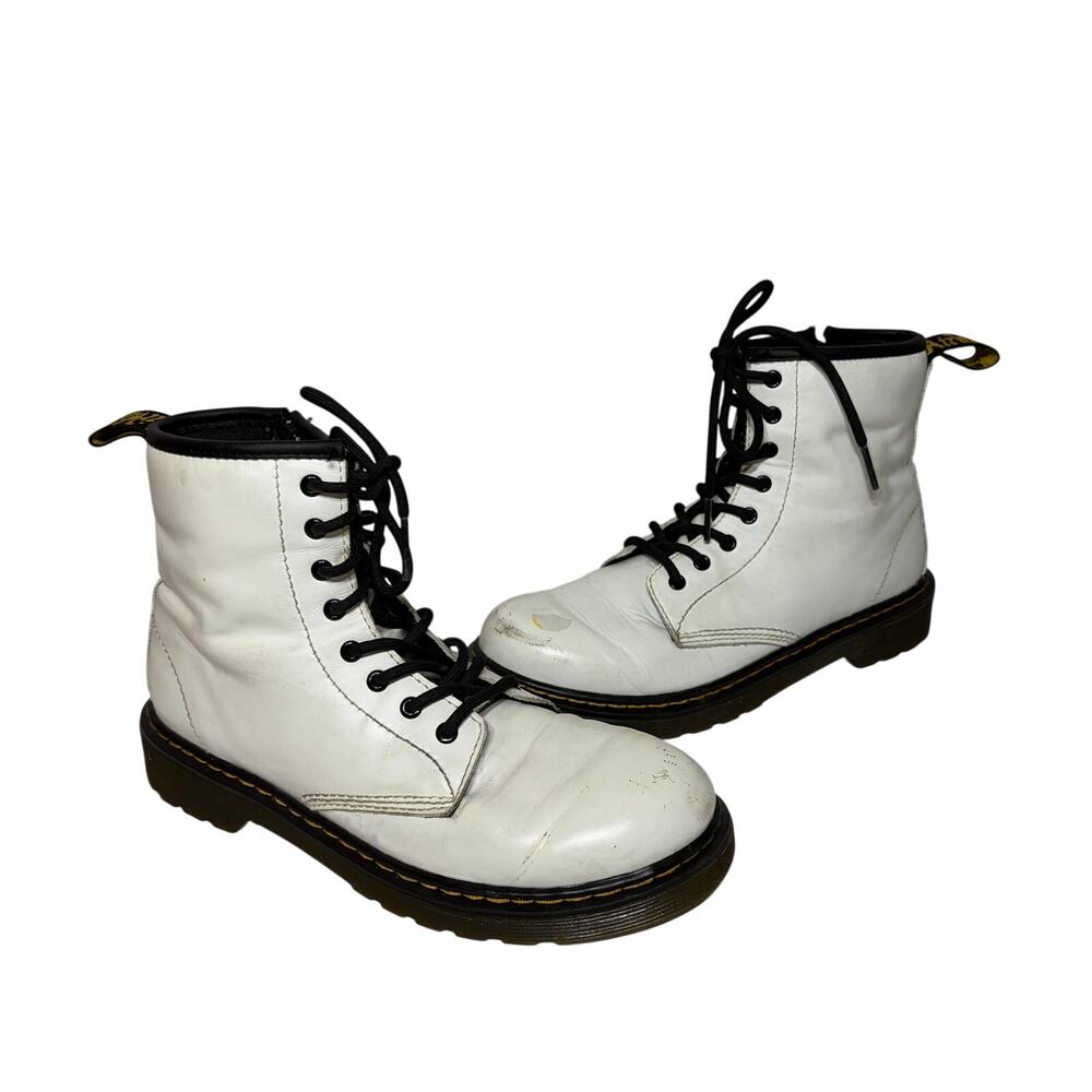 Dr. Martens Boots White Patent Leather Grunge Casual Combat Lace Up School 5